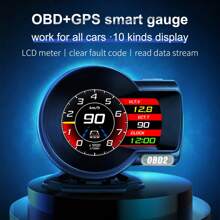 OBD2+GPS Digitale Auto Head-up-Anzeige Fahrtenschreiber Dualmodus Intelligenter Fahrzeugcomputer, Fehlercoderückstellung, Datenstromanzeige, Überschnellungsalarm, Geschwindigkeitsalarm, Auto Elektronisches Zubehör