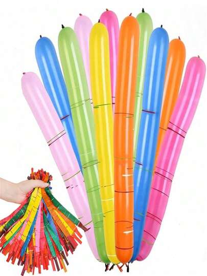 30/50/100pcs, 40-Inch Rocket Balloons, 6 Mixed Colors, Whistle Flying Magic Long Balloons, Premium Latex Balloons, Party Essential