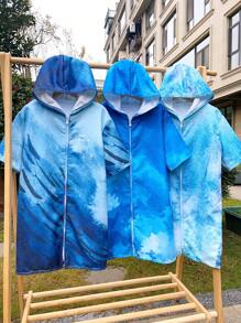1 Peça Capa de Praia com Capuz em Microfibra de Secagem Rápida para Crianças/Meninos, Tema Oceânico, Tamanho Ampliado, À Prova de Vento, Quente e Absorvente para Surfe, Piscina, Praia, com Estampas de Tartaruga do Mar, Baleia, Tubarão
