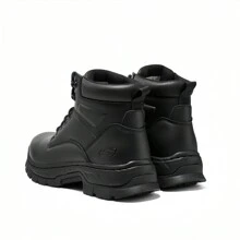 Skechers Botas de trabajo para hombres de la serie WORK, con cordones, versátiles, duraderas y cómodas, zapatos de cuero negro. - Negro - Ver 6