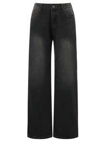 Women Wide Leg Jeans Low Rise Baggy Straight Leg Jeans Loose Boyfriend Jeans Casual Denim Pants Y2k Streetwear - 灰色 - 查看 4