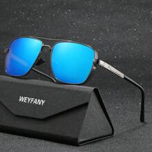 WEYFANY 方形金屬偏光太陽眼鏡，雙樑戶外騎行開車釣魚旅行眼鏡禮品套裝 - 多色 - 查看 5