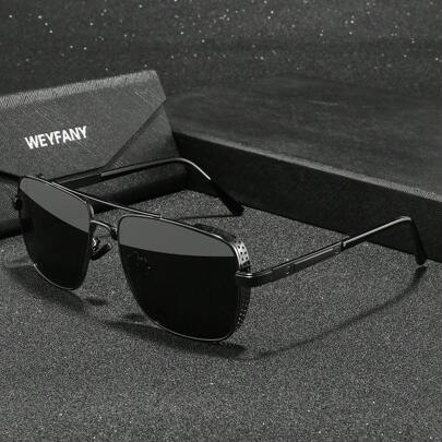 WEYFANY Square Dual-Beam Metal Frame Polarized Sunglasses, Outdoor Cycling Sports Driving Fishing Travel Sunglasses, Premium Boutique Gift, Gift Box, Holiday Gift For Summer Beach Vacation,Outdoor,Travel