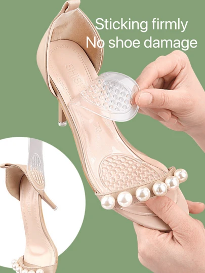 Women's Transparent Gel High Heel Insoles - Forefoot Cushion Pads, Soft Shock-Absorbing Shoe Inserts