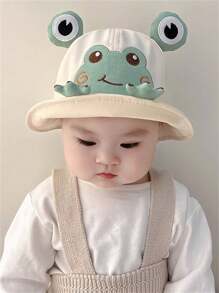1pc Toddler's Cute Frog Printed Sun Hat, Versatile For Spring/Summer Wear
