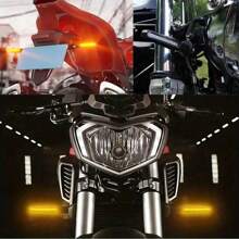 Señales de giro LED para motocicleta, indicadores direccionales, luz de freno y luz de parada intermitente, luz de circulación diurna (DRL) para motocicleta - Negro - Ver 4