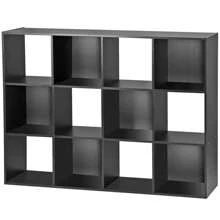 12-Cube Black Storage Organizer Bookcase Home Office Display Bookshelf Shelves