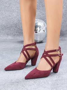 أحذية ذات كعب مغطى رفيع، برقبة مدببة مفتوحة، ذات كعب عال مع فيونكة