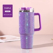 40 Oz Stainless Steel Sparkling Diamond Shiny Tumbler With Handle, Lid And Straw, Suitable For Auto Travel, Birthday Gift, New Year Gift For Friends, Valentine's Day Gift For Boyfriend Or Girlfriend, Includes A Cup Brush - Multicolor - View 18