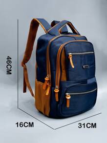 Large Laptop Backpack For School Executive Men's Adults Reinforced Waterproof - 藏蓝色 - 查看 5