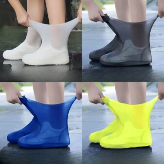 1 par de cubrecalzado de látex impermeables, protectores de zapatos gruesos y duraderos a prueba de lluvia para actividades al aire libre como senderismo, ciclismo, viajes y camping