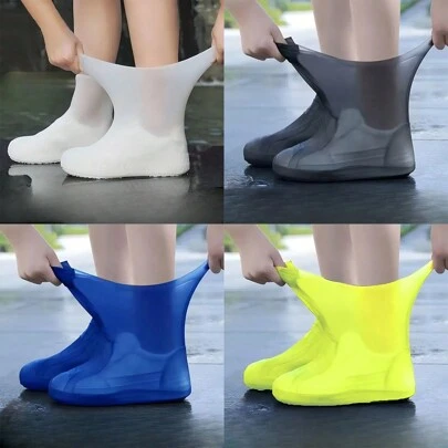 1 Pair Waterproof Latex Shoe Covers, Thick & Durable Raintight Shoe Protectors For Outdoor Activities Like Hiking, Cycling, Traveling And Camping