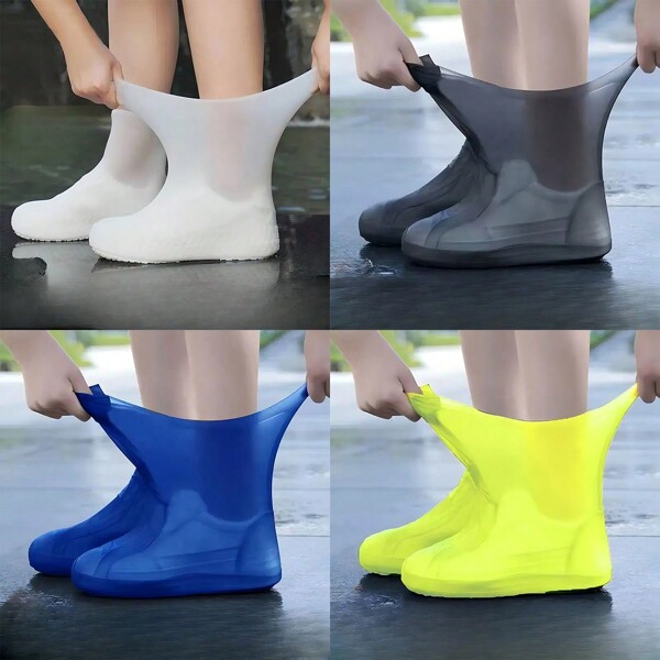 1 par de capas de sapato de látex à prova d'água, protetores de sapato grossos e duráveis à prova de chuva para atividades ao ar livre, como caminhadas, ciclismo, viagens e acampamentos