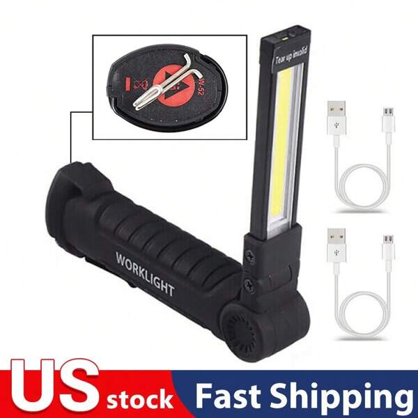 Rechargeable Work Light, LED Work Light With Magnetic Base And Hook,1/2Pack Rechargeable LED Work Light Mechanic Flashlight Lamp Magnetic Base Bright