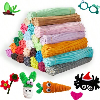 200pcs DIY Pipe Cleaners Bulk, Chenille Stems Value Pack, Colorful Pipe Cleaners Bulk, Pipe Cleaners Crafts, Fuzzy Wire Sticks Fluffy Art Supplies, Pipe Cleaner Crafts Art And Craft Decoration Chenille Stems Supplies