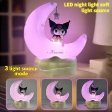 Miniso 三丽鸥库洛米新月甜梦LED发光摆件，柔和夜光，优质树脂和ABS材质，是卧室夜灯、床头装饰和送礼的理想之选，情人节礼物佳选（1个） - 紫色 - 查看 3
