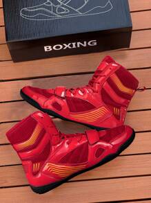 TACHUAN High-Top Professional Boxing Shoes For Men And Women, Martial Arts, Wrestling, Muay Thai, MMA, Fitness, And Kick Boxing - Red - View 1