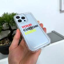 Funda de teléfono transparente personalizada con logotipo compatible con iPhone 15 14 13 12 11 11 Pro Max Mini 7 8 XR XS X, funda de silicona a prueba de golpes con nombre personalizado