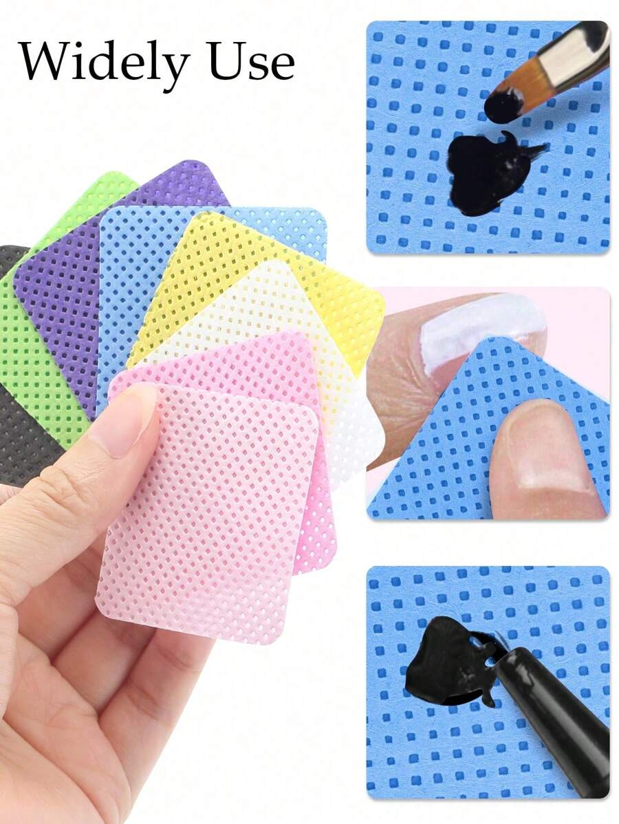 1000/600/300/100/50片無棉絮美甲清潔棉片，指甲油卸除棉墊，睫毛接種清潔棉片，柔軟不織布丙酮美甲卸除棉墊，用於美甲準備和凝膠指甲油卸除，無棉絮美甲膠清潔棉片，睫毛接種清潔棉片