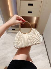 1 pièce Sac à main de soirée élégant pour femme, design plissé et boîte, embrayage de luxe avec strass, sac de soirée charmant convenant pour les rendez-vous, les danses, les anniversaires, les fêtes et autres occasions formelles