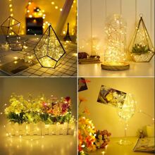 LED String Lights 20m 200LED Fairy Lights, AA Battery Powered Fairy String Lights, Waterproof Silver Wire Copper Wire String Lights For DIY Wedding Dorm, Bedroom, Party, Flower Decoration, Birthday Decoration, Campus Decoration, Holiday Decoration, Courtyard Garden Decoration, Etc