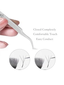 3pcs/Set Stainless Steel Eyelash Tweezers High Precision Professional False Eyelash Extension Tools Kit Including Oblique Tweezers And Straight Tweezers With Opp Bag Packaging For Beginners And Eyelash Technicians