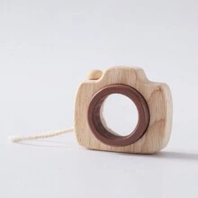 天然材质耐咀嚼防咬可爱相机出牙玩具，带系绳，训练宝宝的抓握能力和观察力