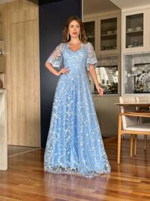 Aurora Blue Serenity Party Dress - Baby Blue - View 6