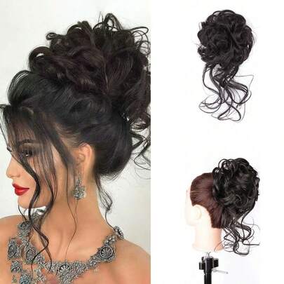 Tóc giả búi rối, dày và bông xốp, có thể tạo kiểu thành búi, thích hợp sử dụng hàng ngày, tóc giả búi tổng hợp, nhiều kiểu dáng, phù hợp với kiểu tóc cô dâu, màu tóc tự nhiên. Tóc giả đuôi ngựa xoăn gợn sóng, có thể tạo kiểu thành đuôi ngựa, tạo nhiều kiểu tóc búi khác nhau, phù hợp với mọi phụ nữ và bé gái, mọi khuôn mặt, có thể kết hợp với trang phục Halloween, cosplay, kiểu tóc công chúa.