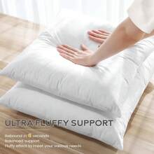 SAVORI Set Of 2 Down And Feather Throw Pillow Inserts 26x26 Soft Fluffy Pillow Inserts With 100% Down-Proof Cotton Cover, Decorative Square Cushion Inner For Sofa Couch Bed-White - 28x28 Inch - View 4