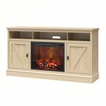 Mueble para TV con chimenea eléctrica Ameriwood Home Ashton Lane para TVs de hasta 65", Roble Magnolia/Nogal Columbia