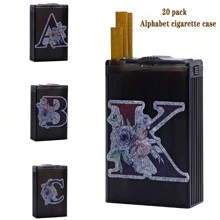 1pc 26-Letter Pattern Fashionable Cigarette Case, Large Capacity 20 Cigarettes, Portable Unisex Flip Top Slide Cover Cigarette Box,Hair Accessories ,Smoking Accessories - Multicolor - View 7