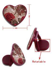 Summer 1pc Camera Lens Protective Shockproof Phone Case With Heart-Shaped Phone Holder And Rose Flower Pattern, Compatible With IPhone 11 Pro Max/12 Pro Max/13 Pro Max/14 Pro Max/15 Pro Max/IPhone 16 Plus/IPhone 16 Pro Max, Redmi, OPPO/Realme, VIVO, Infinix, Honor, One Plus - Burgundy - View 5