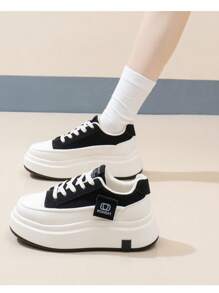 2025 Nuovi Sneakers Basse in Tela Traspiranti Stile Coreano Ins Autunno, Scarpe Casual da Donna con Suola Spessa e Platform
