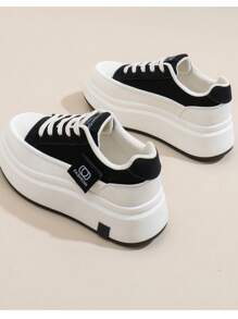 2025 Nuovi Sneakers Basse in Tela Traspiranti Stile Coreano Ins Autunno, Scarpe Casual da Donna con Suola Spessa e Platform