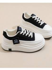 2025 Nuovi Sneakers Basse in Tela Traspiranti Stile Coreano Ins Autunno, Scarpe Casual da Donna con Suola Spessa e Platform