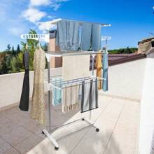Séchoir à Linge étendoir Pliable Ailes latérales Utilisation intérieure et extérieure 75 x 44 x 158 cm 3 Niveaux