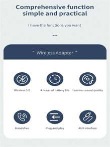 Récepteur audio Bluetooth 5.0 Émetteur Appel mains libres Prise jack 3,5 mm Adaptateur USB Musique stéréo Adaptateur sans fil pour TV, PC, Kit voiture