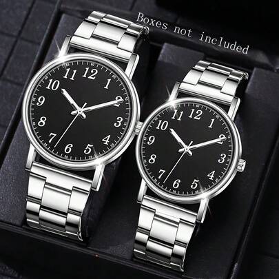 Set de 2 relojes de pareja, minimalista y de moda, con esfera numérica, relojes de cuarzo para hombres y mujeres, regalo de vacaciones para parejas