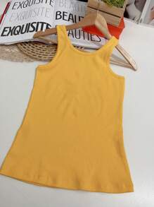 Women's Cotton Tank Top - Mustard Yellow - View 3