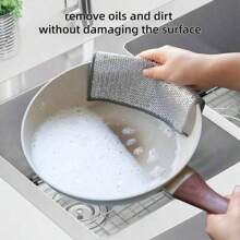 12/10/4pcs Magic Cleaning Cloth Thickened Double -Sided Metal Steel Wire Rags Kitchen Dish Pot Washdishing Cloths Towel Clean Tools