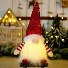 3pcs Papá Noel Con Muñeco De Nieve De Peluche Con Luces - Blanco - Ver 5