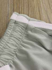 Men Summer Athletic Outfits, Color Splicing Drawstring Elastic-Waist Sports Running Shorts For Boys - 灰色 - 查看 4