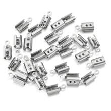 10/50pcs/Pack Stainless Steel Round Cord Clasp, 1/2/3/4/5mm Round Leather Cord Clasp, Round Crimp Beads, DIY Bracelet Necklace Phone Chain Jewelry Accessories - Round Rope Clip - View 18