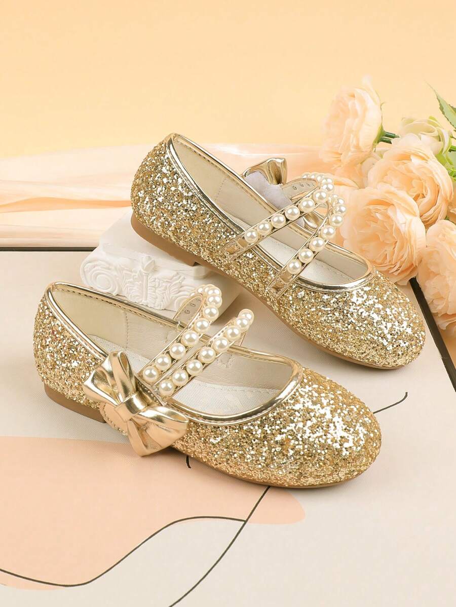 女童玛丽珍花正装鞋、婚礼派对伴娘平底鞋、芭蕾公主舞鞋，适合儿童