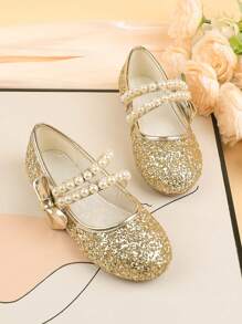 女童玛丽珍花正装鞋、婚礼派对伴娘平底鞋、芭蕾公主舞鞋，适合儿童