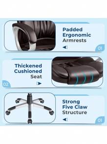 Vineego Office Chair High Back Computer Chair Ergonomic Desk Chair, PU Leather Adjustable Height Modern Executive Swivel Task Chair,White