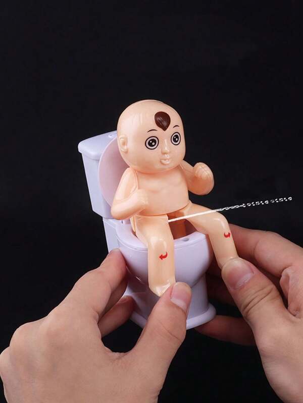 1pc Toilet Doll Toy, Novelty Funny Water Spray Toilet Toy Plastic Prank Toy [Random Color]