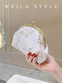 Vintage-Style Embroidered Floral Women Handbag, Chinese Traditional Qipao/Cheongsam Clutch, Retro Flower Purse For Formal Party, Wedding, Evening Gown, High-End Fashion Lady Envelope Clutch Crossbody Bag