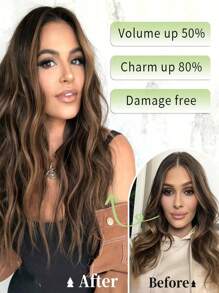 Halo Hair Exetensions 20 Inch Clip In Hair Extensions With Invisible Wire Adjustabel Size Long Wave Hair Extensions With 4 Secure Clips For Women - Brown - View 2